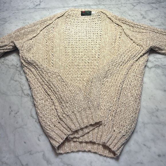 Vintage Abercrombie & Fitch Cream Fisherman Sweater with Cable-Knit - Picture 9 of 9